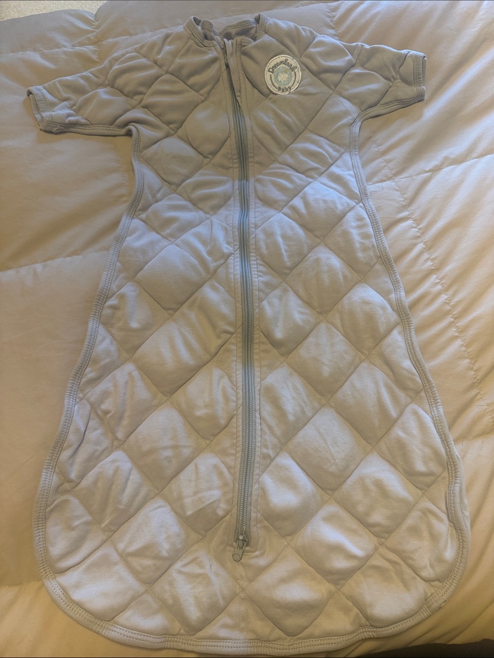 Quilted Baby Sleep Sack Puffer Jacket in Light Gray